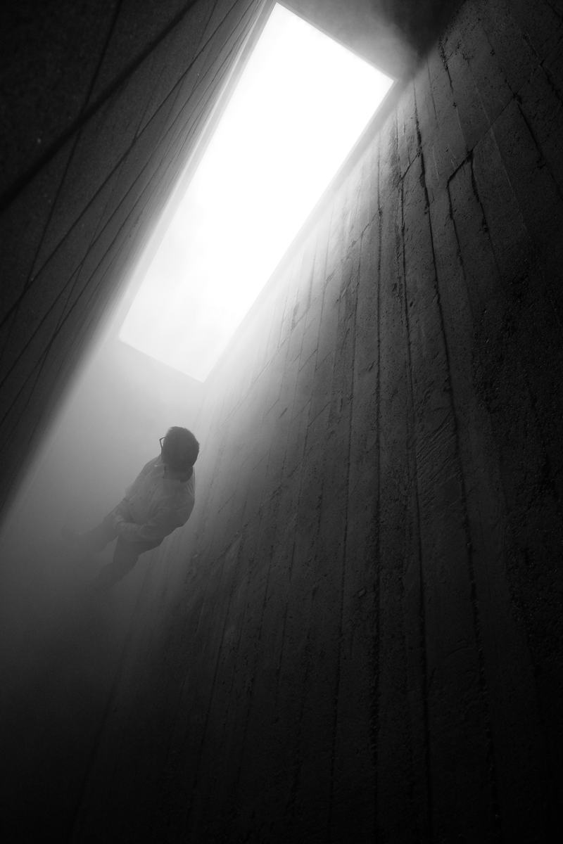 Looking up the alley toward the light