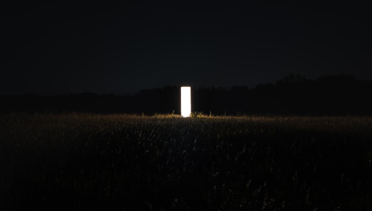 The wall of light in a field at night